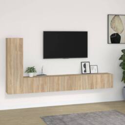 Berkfield Home Classic 3 Piece TV Cabinet Set Sonoma Oak Engineered Wood in Light Brown - thumbnail 2