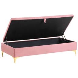 Wyld and Coco Velvet Pink Tufted Storage Ottoman with Gold Legs - thumbnail 5