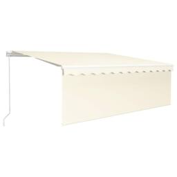Berkfield Home Manual Retractable Awning with Blind 4x3m Cream in Beige - thumbnail 3