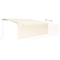 Berkfield Home Manual Retractable Awning with Blind 4x3m Cream in Beige - thumbnail 4