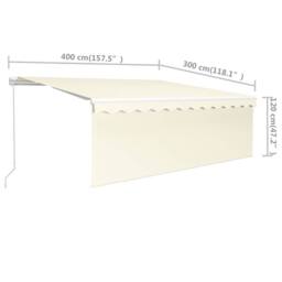 Berkfield Home Manual Retractable Awning with Blind 4x3m Cream in Beige - thumbnail 7