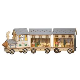 Samuel Alexander 16cm LED Battery Operated Indoor Wooden Christmas Train & Carriages Scene - thumbnail 9