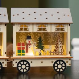 Samuel Alexander 16cm LED Battery Operated Indoor Wooden Christmas Train & Carriages Scene - thumbnail 5