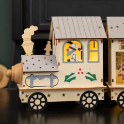 Samuel Alexander 16cm LED Battery Operated Indoor Wooden Christmas Train & Carriages Scene - thumbnail 6