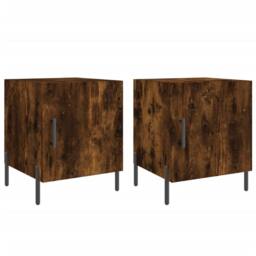 Berkfield Home Modern Bedside Cabinets 2 pcs Smoked Oak 40x40x50 cm Engineered Wood in Brown - Size: 40 x 40 x 50 cm - thumbnail 3