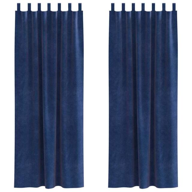 Berkfield Home Blackout Curtains with Hanging Loops 2 pcs Dark Blue Velvet - image 1