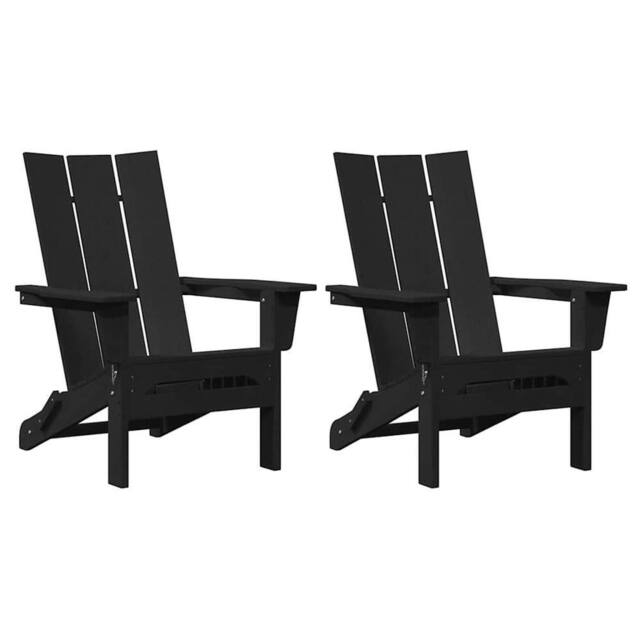 Berkfield Home Foldable Adirondack Chairs 2 pcs Black 74.5x80.5x90 cm HDPE - image 1