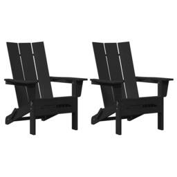 Berkfield Home Foldable Adirondack Chairs 2 pcs Black 74.5x80.5x90 cm HDPE - thumbnail 1