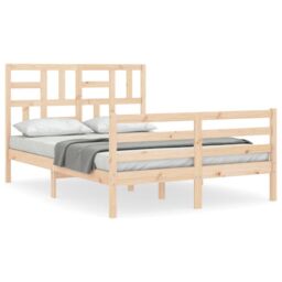 Berkfield Home Bed Frame with Headboard 120x200 cm Solid Wood in Brown - thumbnail 2