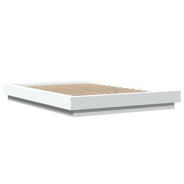 Berkfield Home Durable Bed Frame with LED Lights without Mattress White 140x190cm - Size: 140x190 cm - image 1