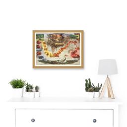 Artery8 Map Everett 1956 Melville Moby Dick Voyage of Pequod Pictorial Artwork Framed Wall Art Print A4 in Light Oak - thumbnail 2