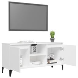 Berkfield Home TV Cabinet with Metal Legs White 103.5x35x50 cm - thumbnail 4