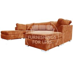 Furnishings For Less UK Bishop U Shaped Soft Fabric Jumbo Cord Detachable 5 Seater Large Sofa in Orange - thumbnail 4