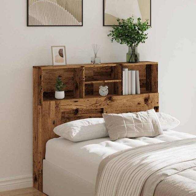 Berkfield Home Headboard Cabinet Old Wood 120x19x103.5 cm Engineered Wood in Brown - image 1