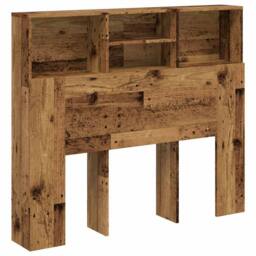Berkfield Home Headboard Cabinet Old Wood 120x19x103.5 cm Engineered Wood in Brown - thumbnail 3