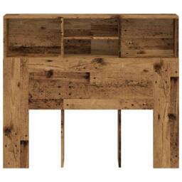 Berkfield Home Headboard Cabinet Old Wood 120x19x103.5 cm Engineered Wood in Brown - thumbnail 4