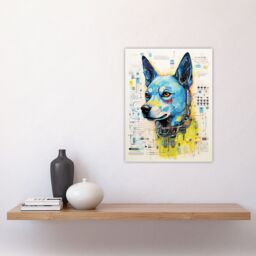 "Artery8 Wall Art Print Dog Robot Hybrid Schematic Blue Futuristic Secret Complex Arcane Manuscript Gift For Him Man Cave Poster - Size: W12"" x H16""" - thumbnail 4