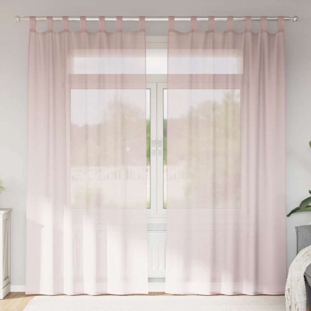 Berkfield Home Voile Curtains with Rod Pockets 2 pcs Light Pink - image 1