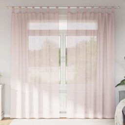 Berkfield Home Voile Curtains with Rod Pockets 2 pcs Light Pink - thumbnail 1