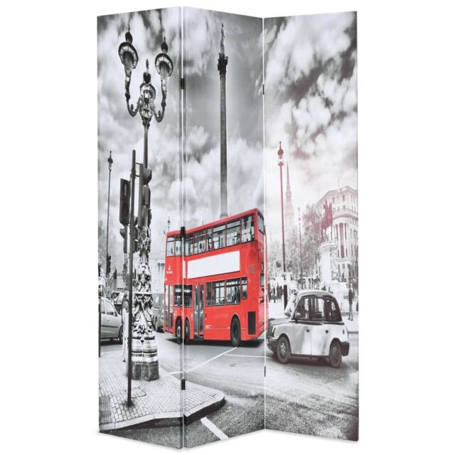 Berkfield Home Folding Room Divider 120x170 cm London Bus Black & White - image 1