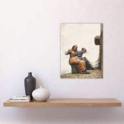 "Artery8 Mending the Fishing Nets Winslow Homer Wall Art Poster Print in White - Size: W18"" x H24""" - thumbnail 4