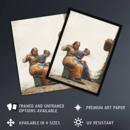"Artery8 Mending the Fishing Nets Winslow Homer Wall Art Poster Print in White - Size: W18"" x H24""" - thumbnail 2