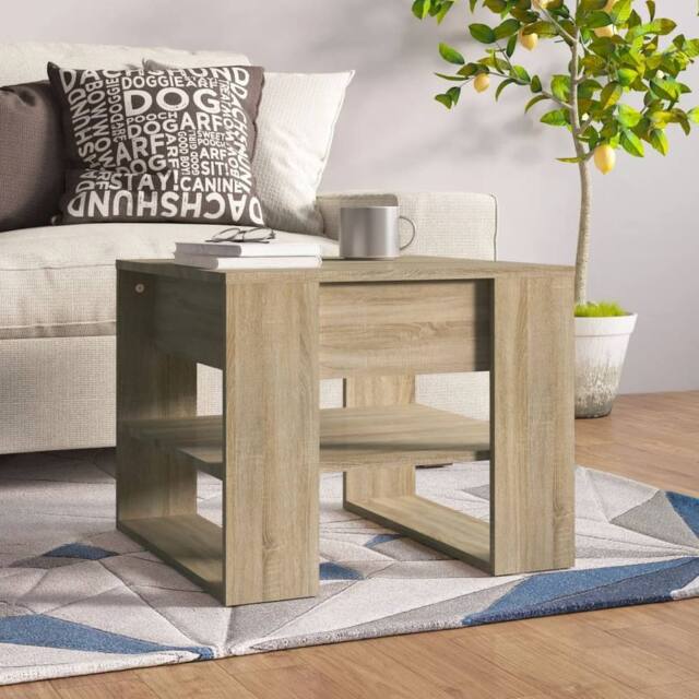 Berkfield Home Coffee Table Sonoma Oak 55.5x55x45 cm Engineered Wood in Brown - image 1