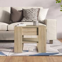 Berkfield Home Coffee Table Sonoma Oak 55.5x55x45 cm Engineered Wood in Brown - thumbnail 5