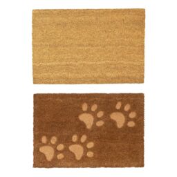 Nicola Spring Coir Door Mat Set - 60 x 40cm - Embossed Paws in Brown - Size: 40 cm x 60 cm - thumbnail 1
