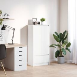 Berkfield Home Cabinet with Drawer White 55.5x34x119.5 cm Engineered Wood - thumbnail 1