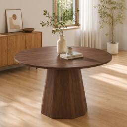BTM 120cm Round Dining Table 4-6 Seater Scandinavian Walnut - thumbnail 3