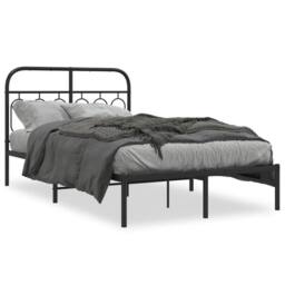Berkfield Home Metal Bed Frame without Mattress with Headboard Black 120x200cm - Size: Small Double - thumbnail 3