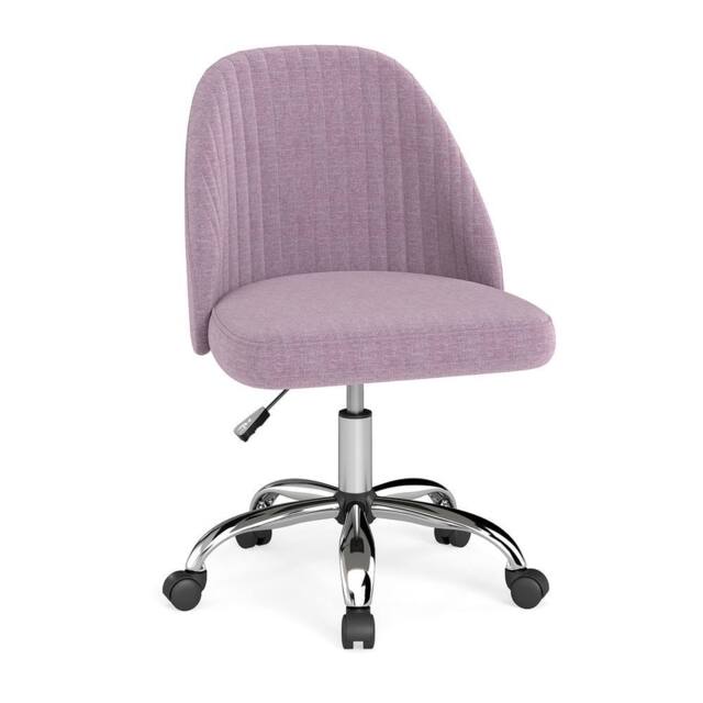 Costway Swivel Office Chair Height Adjustable Task Chair Armless Vanity Chair in Pink - image 1