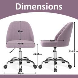 Costway Swivel Office Chair Height Adjustable Task Chair Armless Vanity Chair in Pink - thumbnail 2