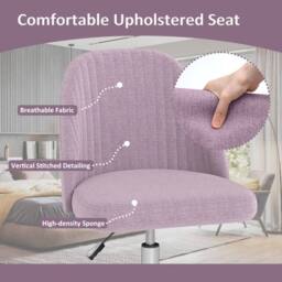 Costway Swivel Office Chair Height Adjustable Task Chair Armless Vanity Chair in Pink - thumbnail 3