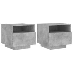 Berkfield Home Bedside Cabinets with LED Lights 2 pcs Concrete Grey 40x39x37 cm - Size: 40 x 39 x 37 cm - thumbnail 1