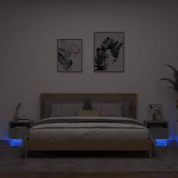 Berkfield Home Bedside Cabinets with LED Lights 2 pcs Concrete Grey 40x39x37 cm - Size: 40 x 39 x 37 cm - thumbnail 2