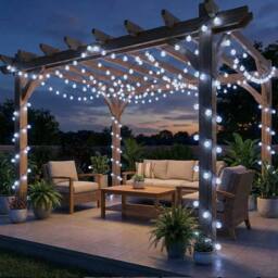 SPETLEK Clear white 6.5m SOLAR POWERED RETRO BULB STRING LIGHTS in Cool White - thumbnail 2