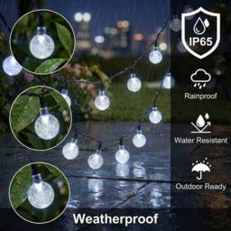 SPETLEK Clear white 6.5m SOLAR POWERED RETRO BULB STRING LIGHTS in Cool White - thumbnail 4