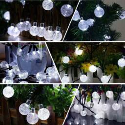 SPETLEK Clear white 6.5m SOLAR POWERED RETRO BULB STRING LIGHTS in Cool White