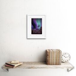 "Artery8 Wall Art Print NASA Space Travel Advert Jupiter Artwork Framed 9X7 Inch in White - Size: W7"" x H9""" - thumbnail 2