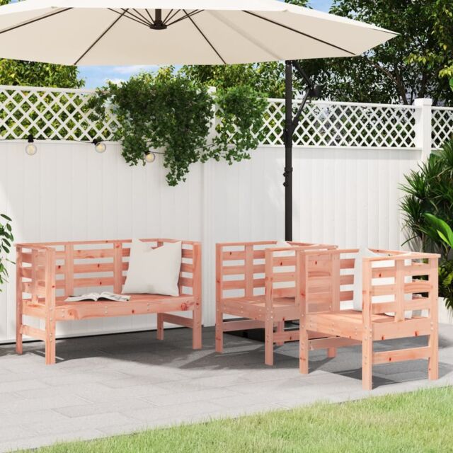 Berkfield Home 3 Piece Garden Lounge Set Solid Wood Douglas in Brown - image 1