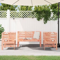 Berkfield Home 3 Piece Garden Lounge Set Solid Wood Douglas in Brown - thumbnail 3