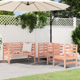 Berkfield Home 3 Piece Garden Lounge Set Solid Wood Douglas in Brown - thumbnail 1