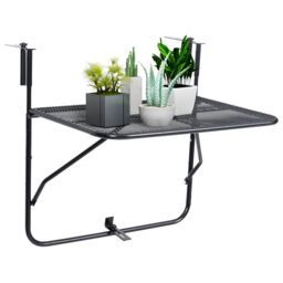 Berkfield Home Balcony Table Black 60x40 cm Steel - thumbnail 3