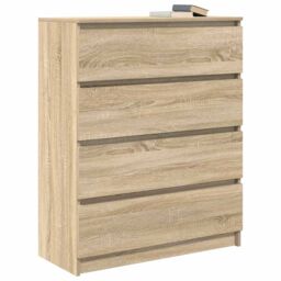 Berkfield Home Sideboard Sonoma Oak 80x35x99 cm Engineered Wood in Brown - Size: 80 x 35 x 99 cm - thumbnail 4