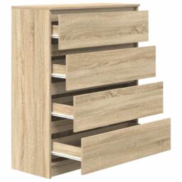 Berkfield Home Sideboard Sonoma Oak 80x35x99 cm Engineered Wood in Brown - Size: 80 x 35 x 99 cm - thumbnail 5