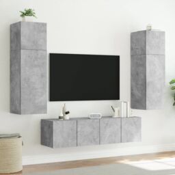 Berkfield Home TV Wall Cabinet with LED Lights Concrete Grey 80x35x31 cm - Size: 80 x 35 x 31 cm - thumbnail 5