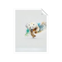 "Warren Reed - Designer Charging Polar Bear Unframed Art Print - Size: W20"" x H30""" - thumbnail 2