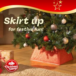 Christmas Village Square Glitter Christmas Tree Skirt - Gold in Red - Size: 1 Pack - thumbnail 2